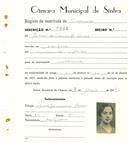 Registo de matricula de carroceiro em nome de Nazaré da Conceição Neves, moradora na Assafora, com o nº de inscrição 1882.