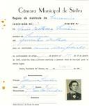Registo de matricula de carroceiro em nome de Maria Custódia Simões, moradora em Lameiras, com o nº de inscrição 2092.