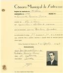 Registo de matricula de cocheiro amador em nome de Fernando Ferreira Pereira, morador em Rio de Mouro, com o nº de inscrição 1142.