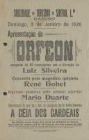 Programa do orfeon de Sintra sob a direção de Luiz Silveira e concerto pelo quinteto René Bohet.