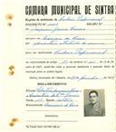 Registo de matricula de cocheiro profissional em nome de Joaquim Garcia Correia, morador em Manique de Cima, com o nº de inscrição 1113.