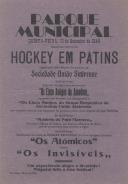 Programa da Sociedade União Sintrense anunciando um jogo de Hockey em patins no Parque Municipal de Sintra.