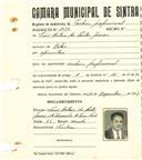 Registo de matricula de cocheiro profissional em nome de Luís António dos Santos Júnior, morador em Belas, com o nº de inscrição 1094.