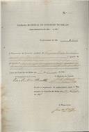 Ordem de cobrança para pagamento de uma licença  passada a Francisco Pedro de Lira, morador em Barcarena.