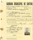 Registo de matricula de cocheiro profissional em nome de André António Camacho, morador em Carenque, com o nº de inscrição 942.