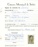 Registo de matricula de carroceiro em nome de Silvina Maria Monteiro, moradora em Barreira, com o nº de inscrição 2128.