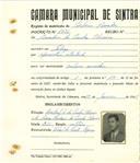 Registo de matricula de cocheiro amador em nome de Amadeu da Cunha Oliveira, morador no Sabugo, com o nº de inscrição 1096.