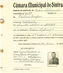 Registo de matricula de cocheiro profissional em nome de Frederico Marques, morador em Fontanelas, com o nº de inscrição 1073.