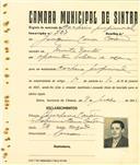 Registo de matricula de cocheiro profissional em nome de Joaquim Canas Cardim, morador em Monte Santos, com o nº de inscrição 703.