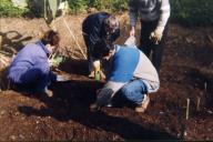 Trabalhando a terra durante uma acção de formação de jardinagem.