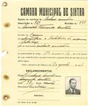 Registo de matricula de cocheiro amador em nome de Arnaldo Fernando Duarte, morador no Cacém, com o nº de inscrição 729.