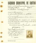 Registo de matricula de carroceiro de 2 ou mais animais em nome de António Torcato Lourenço, morador em Almoçageme, com o nº de inscrição 1955.
