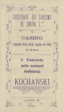 Programa de espetáculos com a participação do violinista Kochanski.