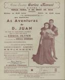 Programa do filme "As Aventuras de D. Juan" com a participação de Errol Flynn e Viveca Lindfors.