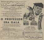 Programa do filme "O Professor Era Galã" com a participação de Clifton Webb,  Gonger Rogers entre outros.