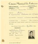 Registo de matricula de cocheiro amador em nome de Alain Mendes Osório, morador em Sintra, com o nº de inscrição 1163.
