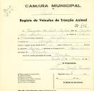 Registo de um veiculo de duas rodas tirado por dois animais de espécie bovina destinado a transporte de mercadorias em nome de Joaquim dos Santos Crispim, morador na Assafora.