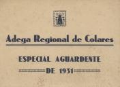 Rótulo de aguardente especial de 1931 da Adega Regional de Colares.