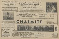 Programa do filme "Chaimite" com a participação de Artur Semedo, Maria Mayer entre outros.