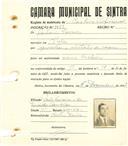 Registo de matricula de cocheiro profissional em nome de António Ferreira, morador em Belas, com o nº de inscrição 1093.
