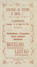 Programa de espetáculos com a participação do pianista Botelho Leitão.