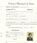Registo de matricula de carroceiro em nome de Maria Joaquina da Conceição, moradora na Tojeira, com o nº de inscrição 2014.