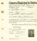 Registo de matricula de cocheiro profissional em nome de João Alves Correia, morador na Várzea, com o nº de inscrição 1065.