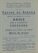 Programa de espetáculos com a participação da orquestra Caravana e a cantora Maria da Graça.