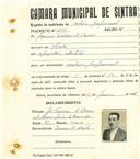 Registo de matricula de cocheiro profissional em nome de Joaquim Ferreira de Barros, morador no Linhó, com o nº de inscrição 1095.