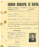 Registo de matricula de carroceiro de 2 bois ou vacas em nome de Francisco Feliciano Crespo, morador em Sintra, com o nº de inscrição 394.
