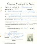 Registo de matricula de carroceiro em nome de José Manuel Sequeira Rilhas, morador no Mucifal, com o nº de inscrição 2130.