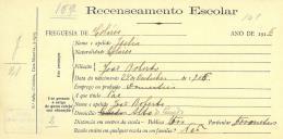 Recenseamento escolar de Júlia Roberto, filha de João Roberto, moradora no Alto do Penedo.
