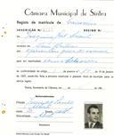 Registo de matricula de carroceiro em nome de Joaquim José Duarte, morador em Mem Martins, com o nº de inscrição 2125.