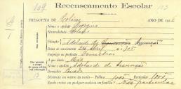 Recenseamento escolar de Georgina de Assunção, filha de Adelaide da Assunção, moradora no Penedo.