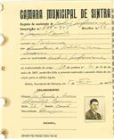 Registo de matricula de cocheiro profissional em nome de Joaquim Camilo, natural de Almargem do Bispo, com o nº de inscrição 945.