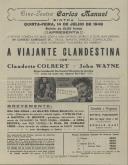 Programa do filme "A Viajante Clandestina" com a participação de Claudette Colbert e John Wayne