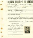 Registo de matricula de carroceiro de 2 ou mais animais em nome de Edmundo Dinis Chiolas, morador em Almoçageme, com o nº de inscrição 1964.