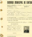 Registo de matricula de cocheiro profissional em nome de António Ribeiro Chula, morador nos Serrados, com o nº de inscrição 856.