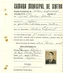 Registo de matricula de cocheiro profissional em nome de Manuel Cortez Silvestre, morador em Negrais, com o nº de inscrição 1105.