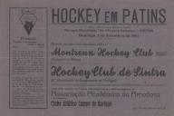 Programa do encontro entre as equipas de Montrenh Hóquei Clube (Campeão da Suíça) e o Hóquei Clube de Sintra a decorrer no Ringue  Mário Costa Ferreira Lima no Parque Dr. Oliveira Salazar em Sintra em 2 de setembro de 1945.