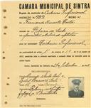 Registo de matricula de cocheiro profissional em nome de Fernando Duarte Costa, morador na Ribeira de Sintra, com o nº de inscrição 989.