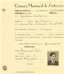 Registo de matricula de cocheiro profissional em nome Joaquim António, morador em Rio de Mouro, com o nº de inscrição 1159.