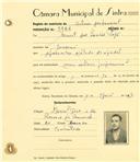 Registo de matricula de cocheiro profissional em nome de Esmael dos Santos Pego, morador em Massamá, com o nº de inscrição 1166.