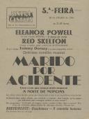 Programa do filme "Marido por acidente" com a participação dos atores Eleanor Powell, Red Skelton e Tommy Dorsey.