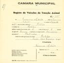 Registo de um veiculo de duas rodas tirado por dois animais de espécie asinina destinado a transporte de mercadorias em nome de Francisco Adrião, morador em Bolelas.