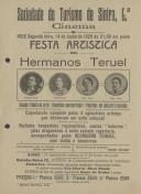 Programa de espetáculos com a participação dos artistas Hermanos Teruel.