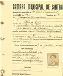 Registo de matricula de cocheiro profissional em nome de Joaquim Bernardino, morador em Vale Lobos, com o nº de inscrição 811.