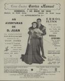 Programa do filme "As Aventuras de D. Juan" realizado por Vincent Sherman com a participação de Errol Flynn e Viveca Lindfors.