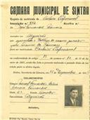 Registo de matricula de cocheiro profissional em nome de José Fernandes Damaia, morador no Algueirão, com o nº de inscrição 802.