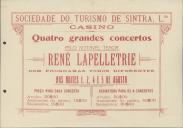 Programa de espetáculos com a participação do tenor René Lapelletrie.